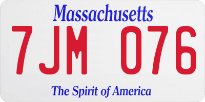 MA license plate 7JM076