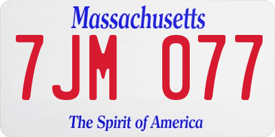 MA license plate 7JM077