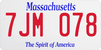 MA license plate 7JM078