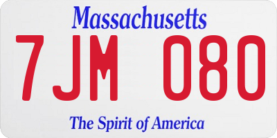 MA license plate 7JM080