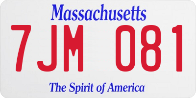 MA license plate 7JM081