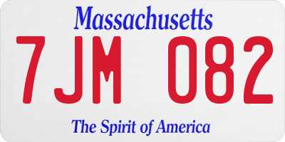 MA license plate 7JM082