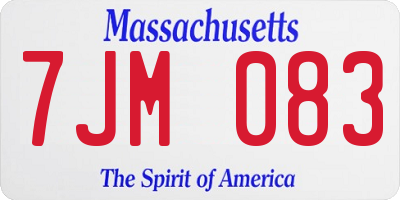 MA license plate 7JM083