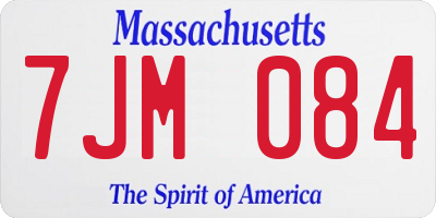 MA license plate 7JM084