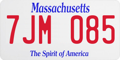 MA license plate 7JM085