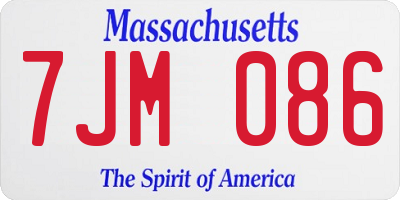 MA license plate 7JM086