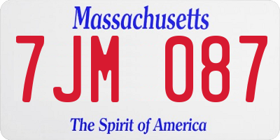 MA license plate 7JM087
