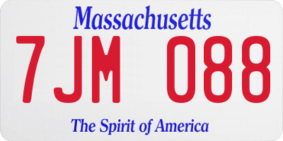 MA license plate 7JM088
