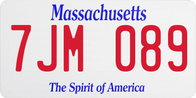 MA license plate 7JM089