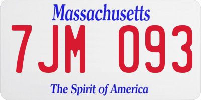 MA license plate 7JM093