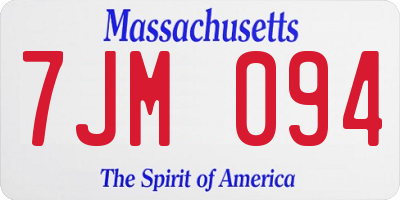 MA license plate 7JM094