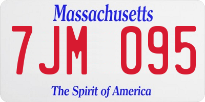 MA license plate 7JM095