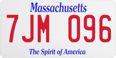 MA license plate 7JM096