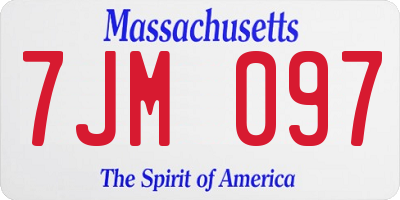 MA license plate 7JM097