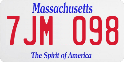 MA license plate 7JM098