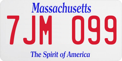 MA license plate 7JM099