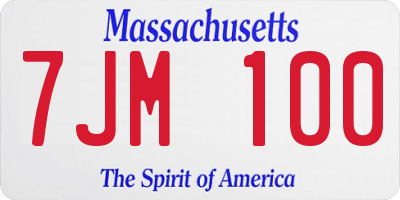 MA license plate 7JM100
