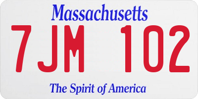 MA license plate 7JM102