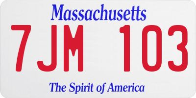 MA license plate 7JM103