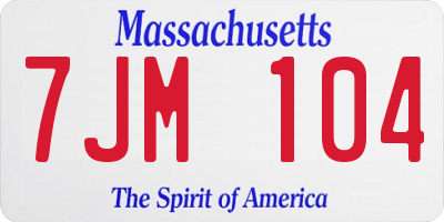 MA license plate 7JM104