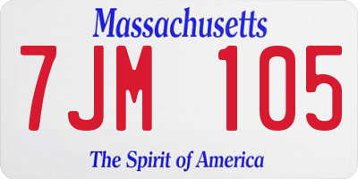 MA license plate 7JM105