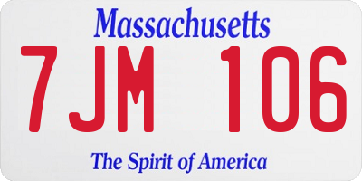 MA license plate 7JM106