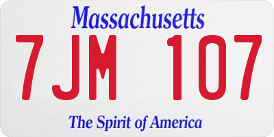 MA license plate 7JM107