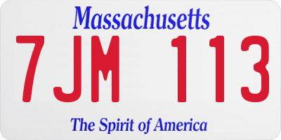 MA license plate 7JM113