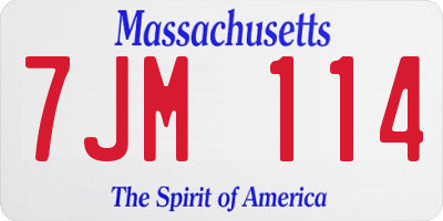 MA license plate 7JM114