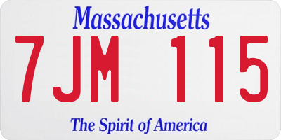 MA license plate 7JM115