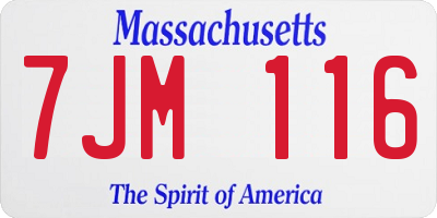 MA license plate 7JM116