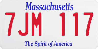 MA license plate 7JM117