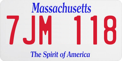 MA license plate 7JM118