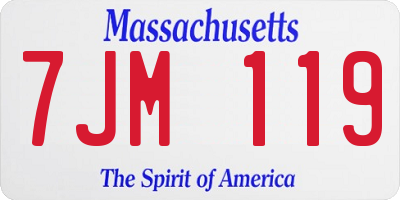 MA license plate 7JM119