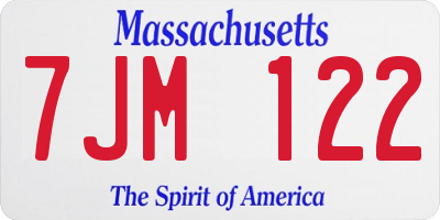 MA license plate 7JM122