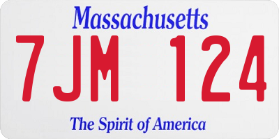 MA license plate 7JM124