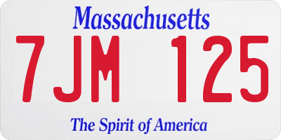 MA license plate 7JM125