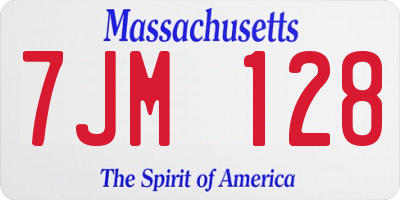 MA license plate 7JM128