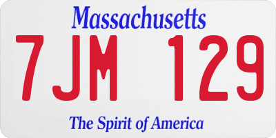 MA license plate 7JM129
