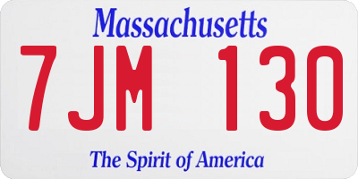 MA license plate 7JM130