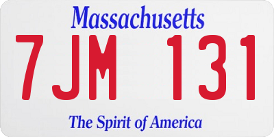 MA license plate 7JM131