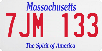 MA license plate 7JM133