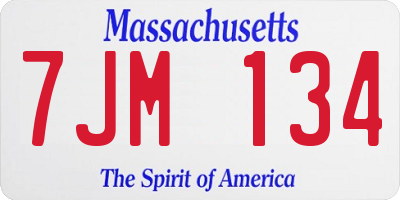 MA license plate 7JM134