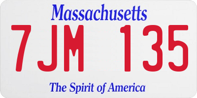 MA license plate 7JM135