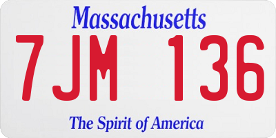 MA license plate 7JM136
