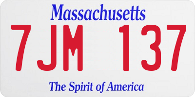 MA license plate 7JM137
