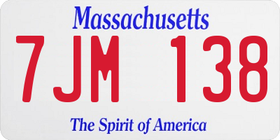 MA license plate 7JM138