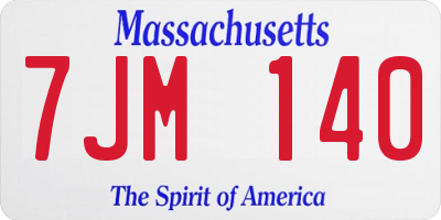 MA license plate 7JM140
