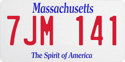 MA license plate 7JM141