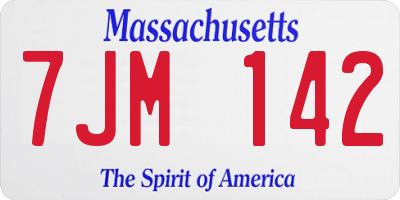 MA license plate 7JM142